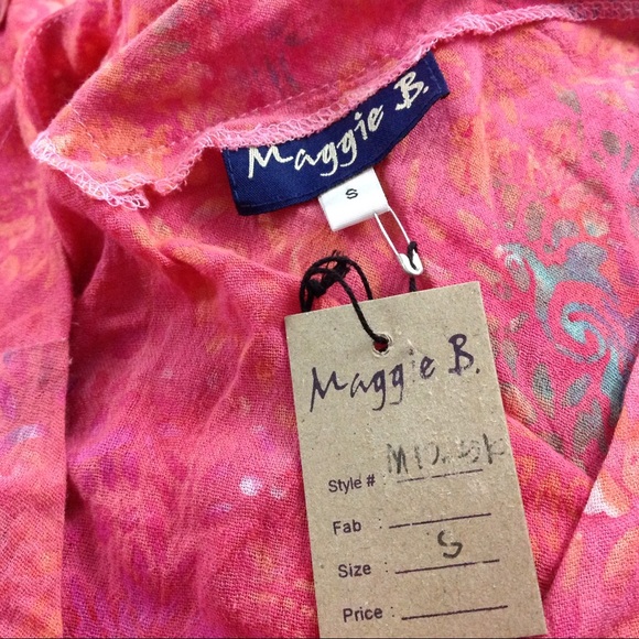 Maggie B Dress Size S Flora Flare Pink Boho Chic - Picture 4 of 5